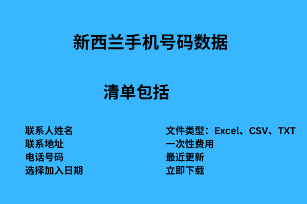 新西兰手机号码数据